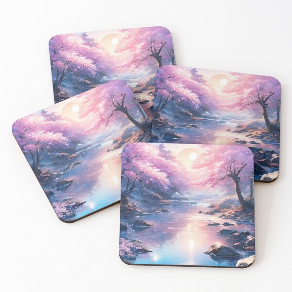 Item preview, Anime Japanese river with pink trees landscape designed and sold by TheArtistOf2022.