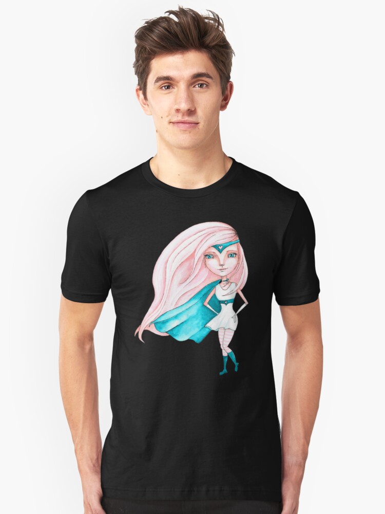 Alternate view of Super Gal - Teal Version Slim Fit T-Shirt