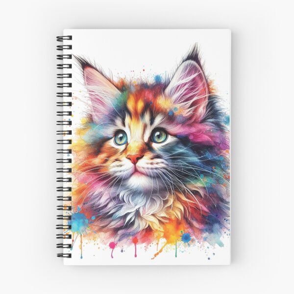 Item preview, Lindo y esponjoso gatito gato Maine Coon colorido retrato de acuarela designed and sold by MaedK.