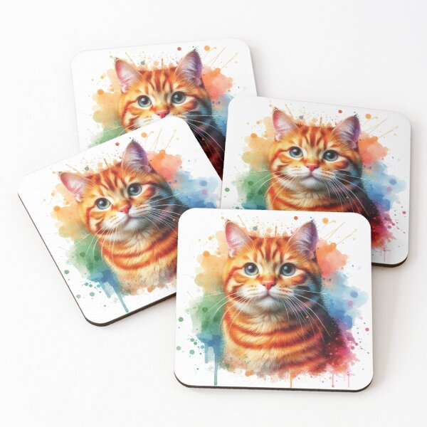 Item preview, Cute Ginger Cat Colorful Watercolor Portrait designed and sold by MaedK.