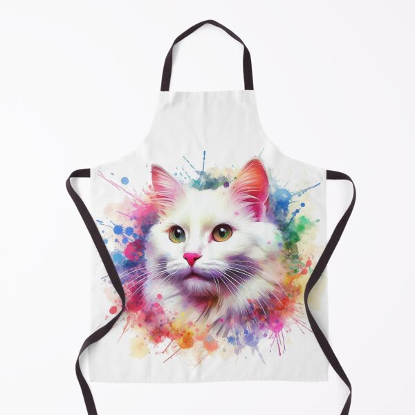 Item preview, Lindo gato blanco colorido retrato de acuarela designed and sold by MaedK.