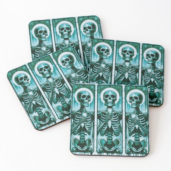 Item preview, Three of Cups Tarot Card - Gothic Skeleton Celebration designed and sold by Midnight Xclusive.
