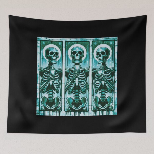 Item preview, Three of Cups Tarot Card - Gothic Skeleton Celebration designed and sold by Midnight Xclusive.