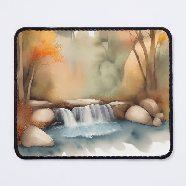 Item preview, Waterfall in Autumn Landscape Watercolor Painting | Watercolor Landscape | Watercolor Art | Watercolor Scenery designed and sold by UnhingedBird.