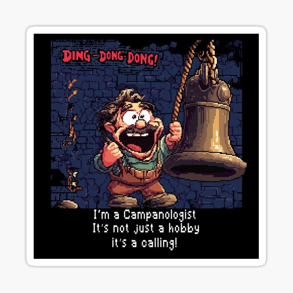 Item preview, Campanologist bell and bell-ringer retro pixel art designed and sold by JanChryzostom.