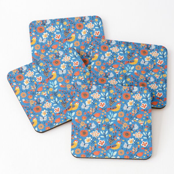 Item preview, Blue folk art designed and sold by Coastal Garden Design Studio.
