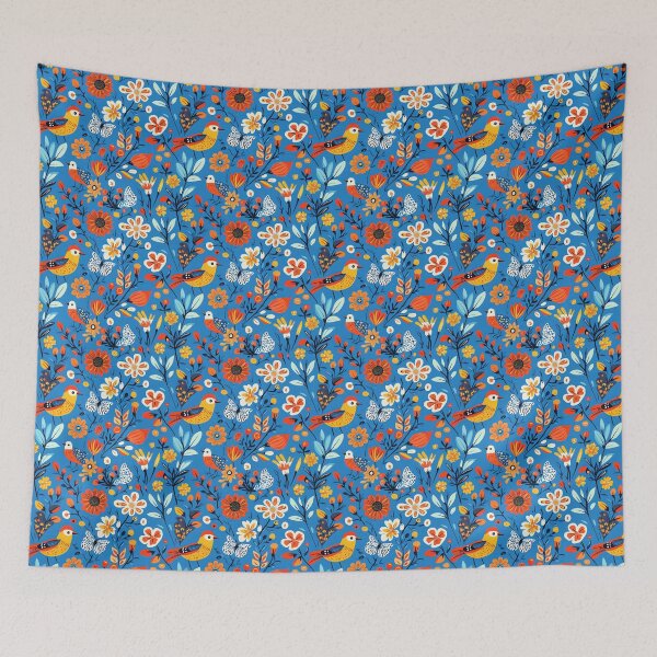 Item preview, Blue folk art designed and sold by Coastal Garden Design Studio.