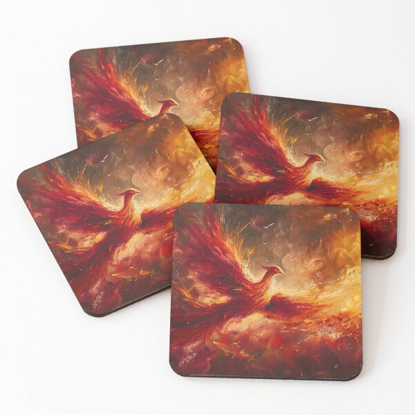 Item preview, Fire Phoenix bird flying through fire - Fantasy painting designed and sold by TheArtistOf2022.