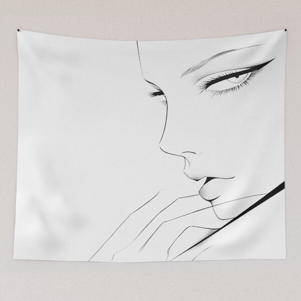 Item preview, 80's line drawing  retro female portrait. designed and sold by Shoot-The-Moon.