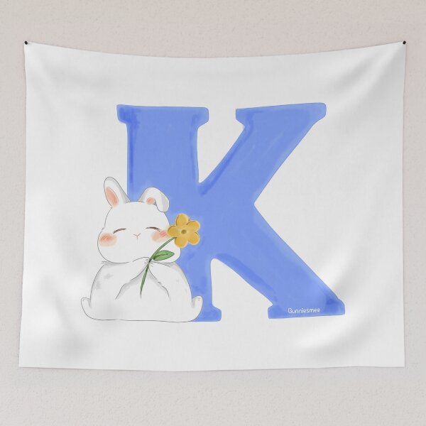 Item preview, K Alphabet Letter Bunny in Soft Watercolor | Bunniesmee  designed and sold by bunniesmee.