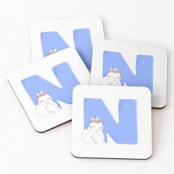 Item preview, N Alphabet Letter Bunny in Soft Watercolor | Bunniesmee  designed and sold by bunniesmee.