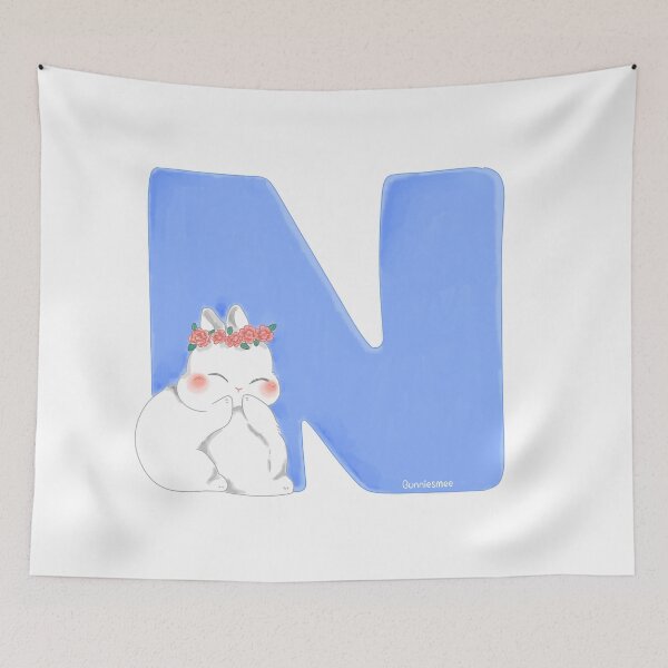 Item preview, N Alphabet Letter Bunny in Soft Watercolor | Bunniesmee  designed and sold by bunniesmee.