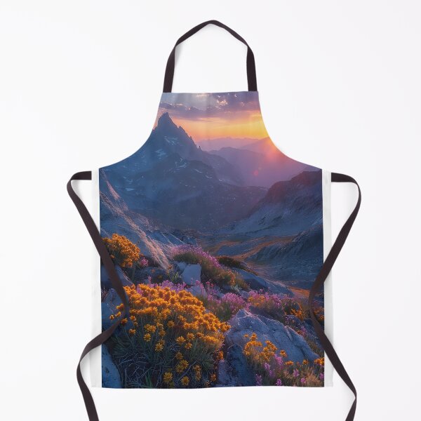 Item preview, Sunset over mountain with vibrant alpine wildflowers designed and sold by Artessie.