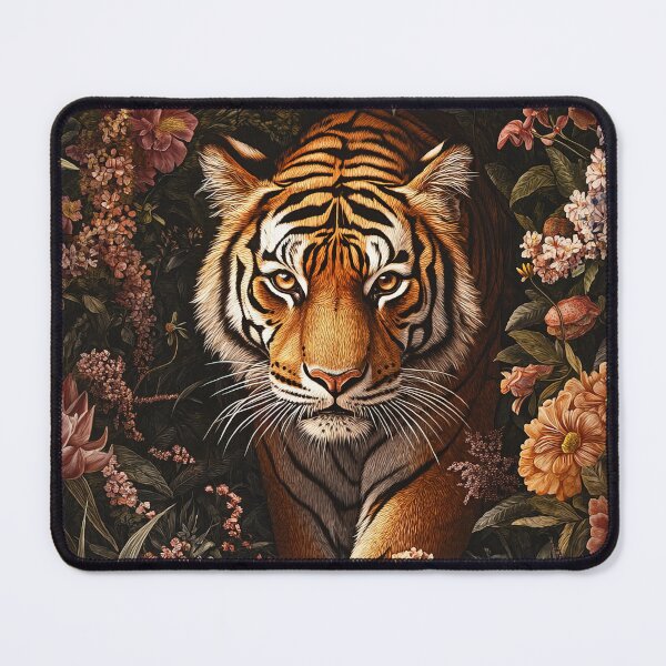 Item preview, Sumatran tiger floral portrait - Acrylic wildlife painting designed and sold by TheArtistOf2022.