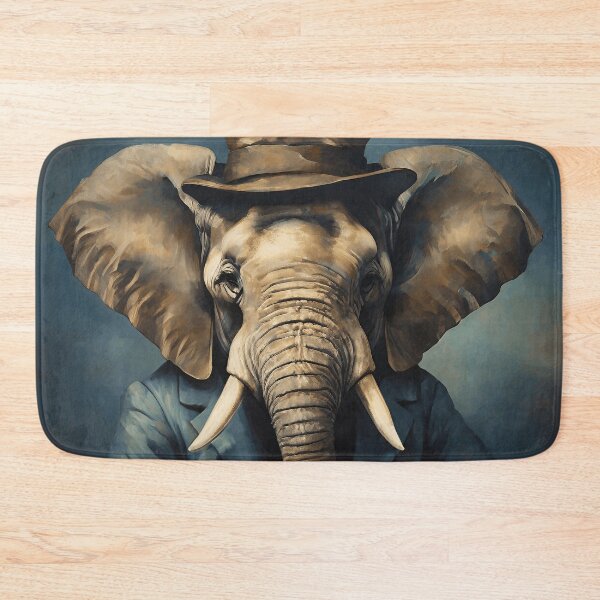 Item preview, Vintage Animal Art: Elephant Gentleman with a Hat Portrait | Animal Art | Oil Painting | Animal Portrait designed and sold by UnhingedBird.