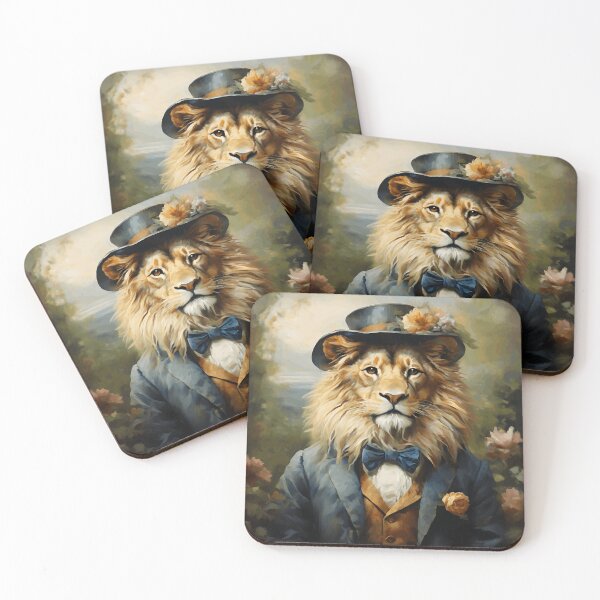 Item preview, Vintage Animal Art: Lion Gentleman with a Hat Portrait | Animal Art | Oil Painting | Animal Portrait designed and sold by UnhingedBird.