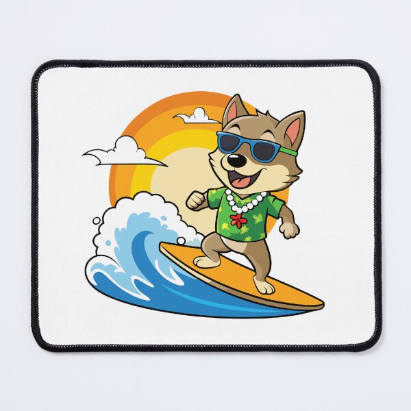 Item preview, Surfing Dog Cartoon - Tropical Beach Vibes for Dog and Summer Lovers designed and sold by Furry Paw Prints.