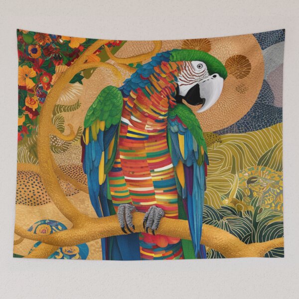Item preview, Vibrant Parrot Sat on Golden Branch designed and sold by whitecat23.