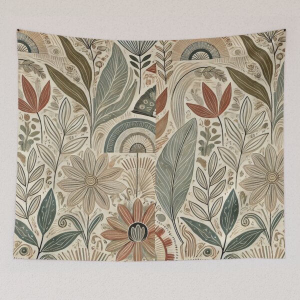 Artikelvorschau, Abstract Floral and Fan Pattern in Earthy Tones entworfen und verkauft von carries-anatomy.
