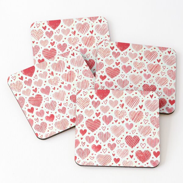 Item preview, a seamless pattern of red hearts of various sizes and designs. The hearts have different textures, such as stripes, solid fills, and distressed effects, creating a playful and romantic atmosphere. designed and sold by TJprint.