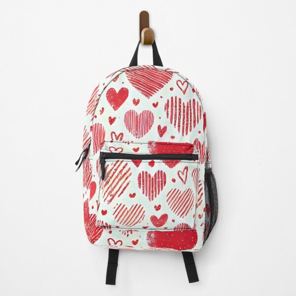 Item preview, a seamless pattern of red hearts of various sizes and designs. The hearts have different textures, such as stripes, solid fills, and distressed effects, creating a playful and romantic atmosphere. designed and sold by TJprint.
