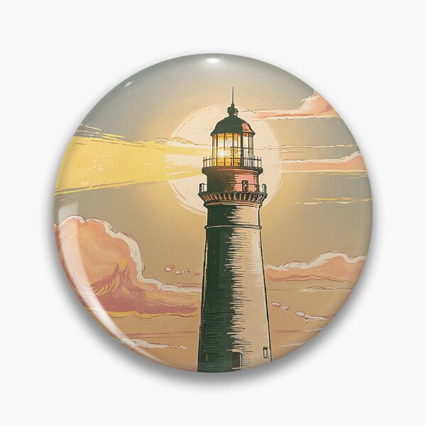 Item preview, Vintage Lighthouse at Sunset - Guiding Light Illustration designed and sold by Loving Nature Gifts.