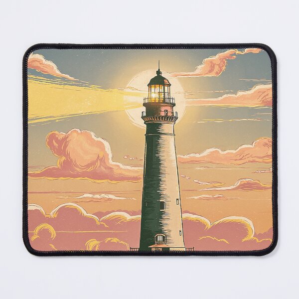 Item preview, Vintage Lighthouse at Sunset - Guiding Light Illustration designed and sold by Loving Nature Gifts.