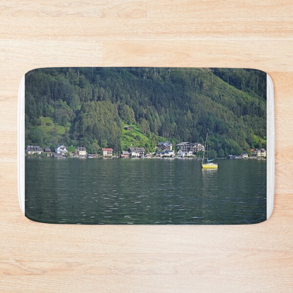 Item preview, A yellow sailboat sails on the Lake Traun Traunsee,Austria designed and sold by goceris.