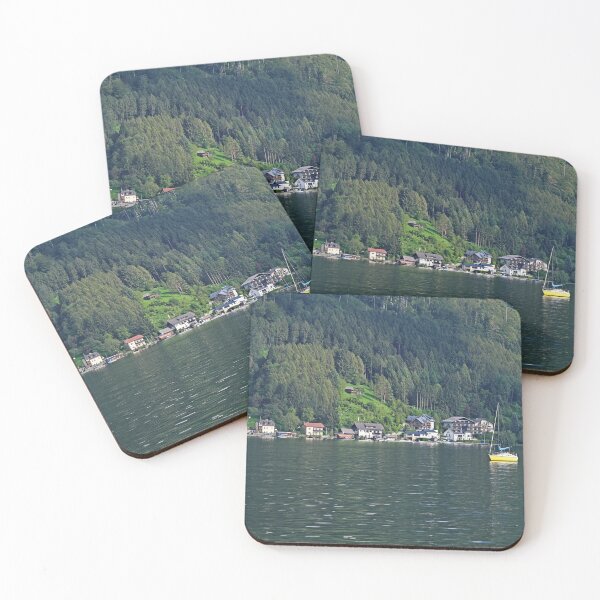 Item preview, A yellow sailboat sails on the Lake Traun Traunsee,Austria designed and sold by goceris.