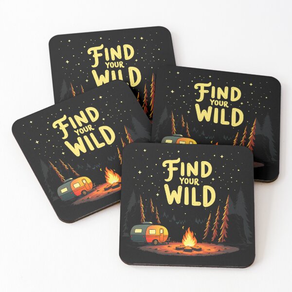 Item preview, Find Your Wild – Cozy Camping Scene with Camper and Campfire designed and sold by Taans-Creation.