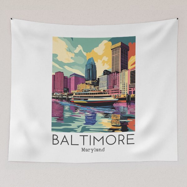 Item preview, A Vintage Travel Illustration of Baltimore - Maryland - United States designed and sold by GoodOldVintage.