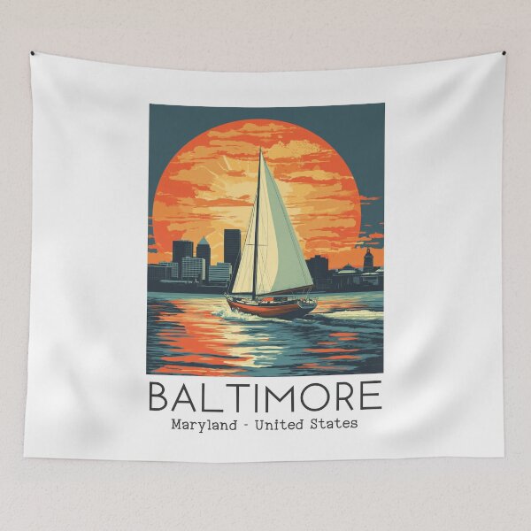 Item preview, A Vintage Travel Illustration of Baltimore - Maryland - United States designed and sold by GoodOldVintage.