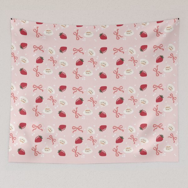 Item preview, Strawberry Bow Teacup Seamless Pattern Wallpaper, Cutesy Repeat Pattern  designed and sold by DigitalArrange.