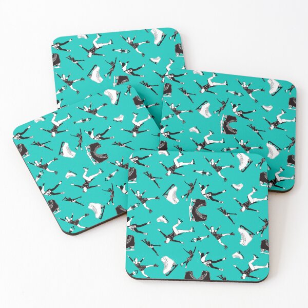 Item preview, Figure Skating Female Silhouettes on Teal Background designed and sold by Purposely Designed.