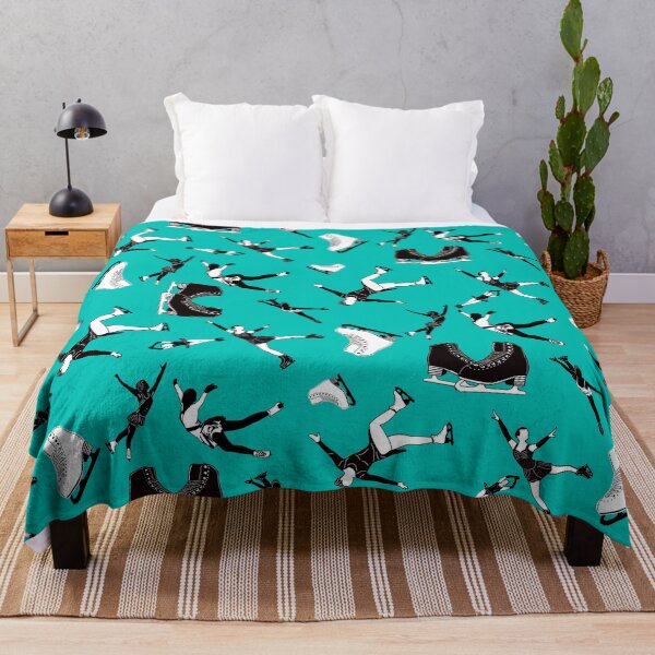 Item preview, Figure Skating Female Silhouettes on Teal Background designed and sold by Purposely Designed.