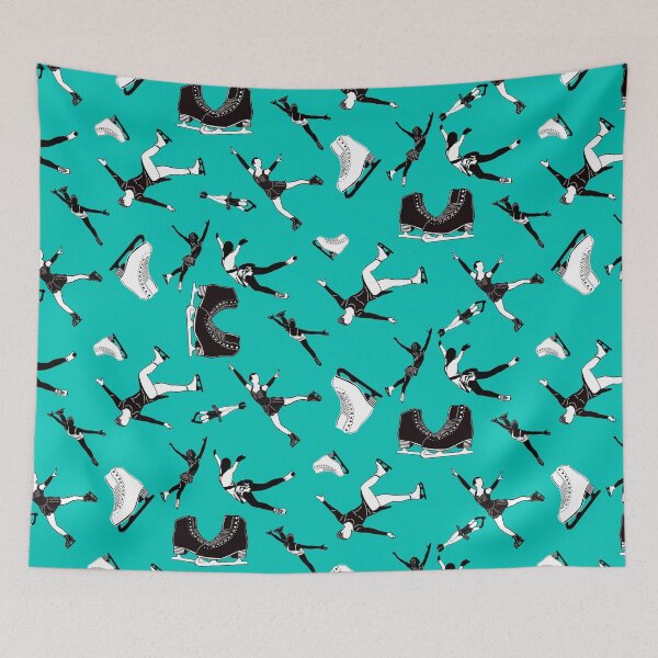 Item preview, Figure Skating Female Silhouettes on Teal Background designed and sold by PD-Skating.
