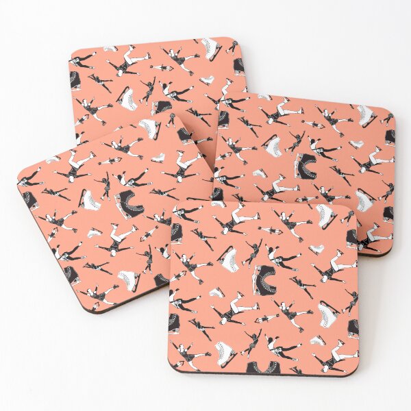 Item preview, Figure Skating Female Silhouettes on Coral Background designed and sold by PD-Skating.