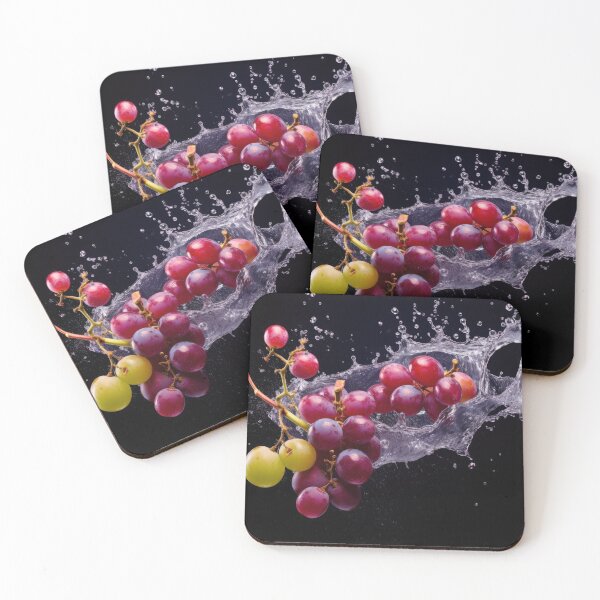 Item preview, An artistic and visually captivating composition of grapes and water splashes falling in the air on a solid background designed and sold by anytka.