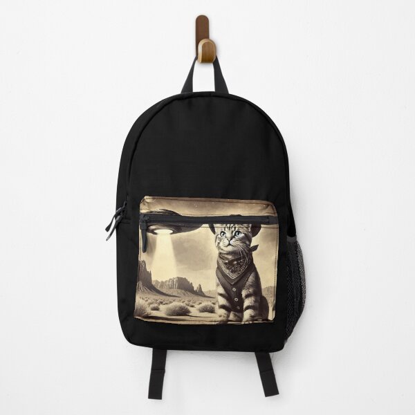 Item preview, Western Cat selfie with UFO Desert designed and sold by TomFrontierArt.