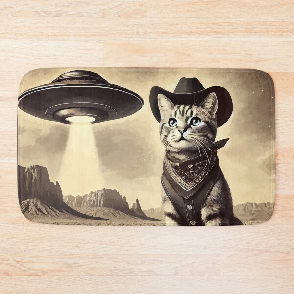 Item preview, Western Cat selfie with UFO Desert designed and sold by TomFrontierArt.