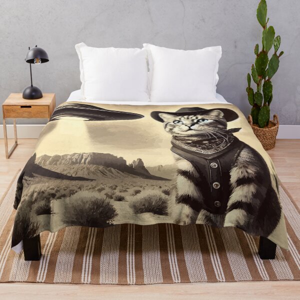 Item preview, Western Cat selfie with UFO Desert designed and sold by TomFrontierArt.
