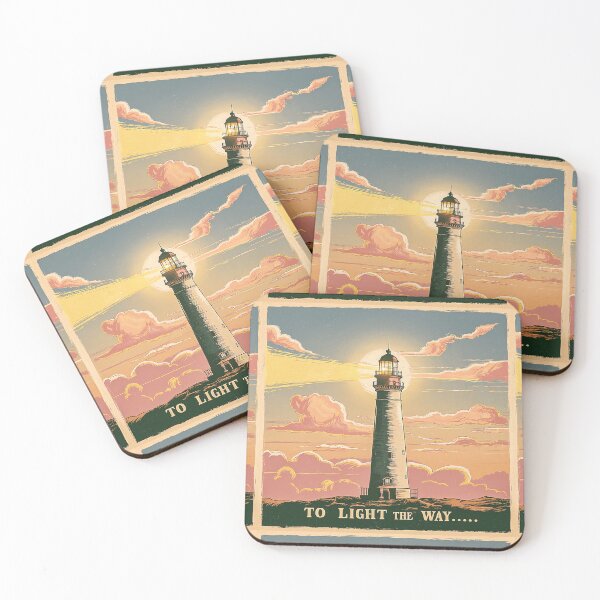 Item preview, Vintage Lighthouse at Sunset - Guiding Light Illustration designed and sold by Loving Nature Gifts.
