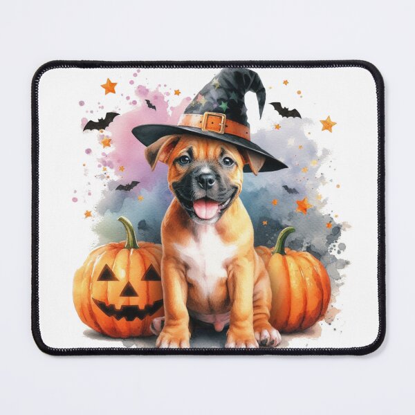 Item preview, Cute Adorable Happy Staffy Puppy at Halloween Colorful Watercolor designed and sold by MaedK.
