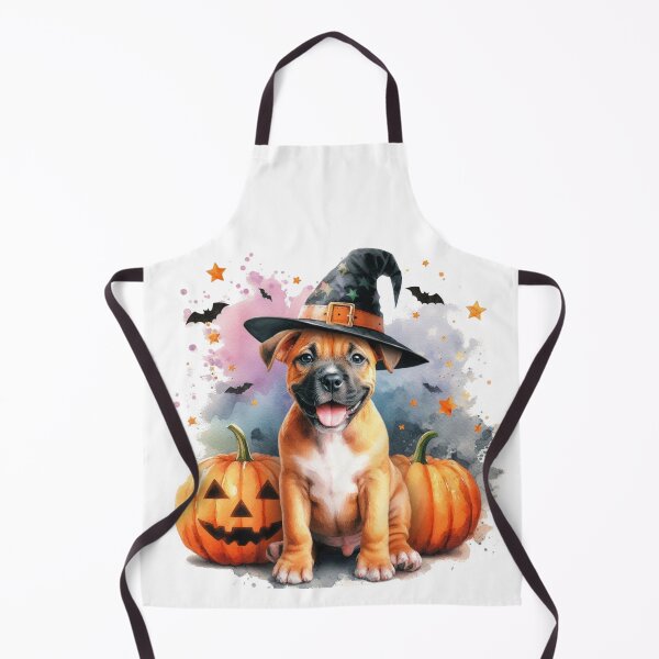 Item preview, Cute Adorable Happy Staffy Puppy at Halloween Colorful Watercolor designed and sold by MaedK.