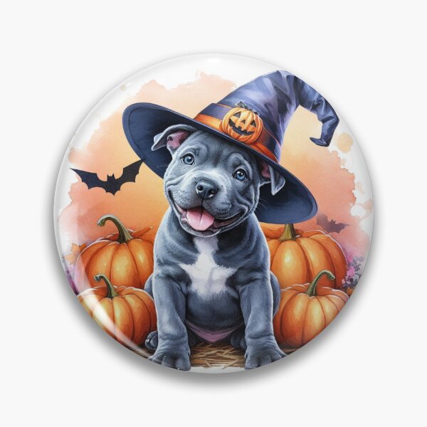 Item preview, Cute Adorable Happy Staffy Puppy at Halloween Colorful Watercolor designed and sold by MaedK.
