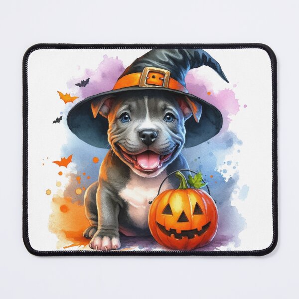 Item preview, Cute Adorable Happy Staffy Puppy at Halloween Colorful Watercolor designed and sold by MaedK.