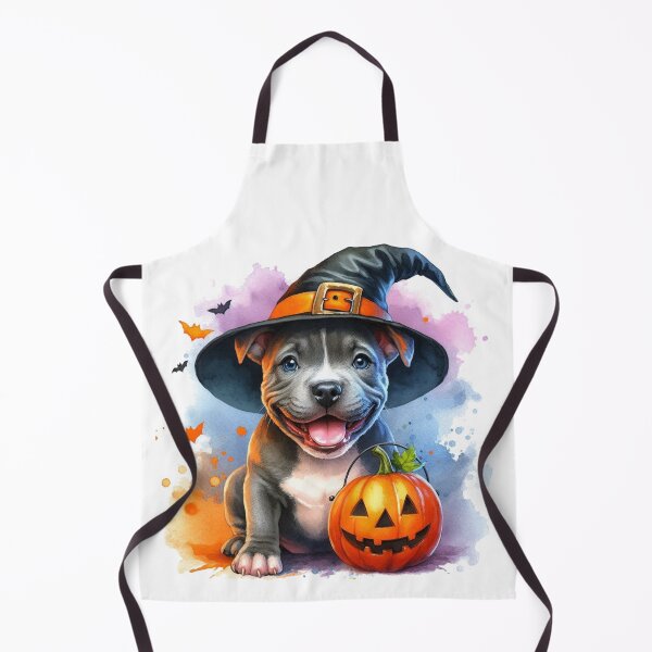 Item preview, Cute Adorable Happy Staffy Puppy at Halloween Colorful Watercolor designed and sold by MaedK.