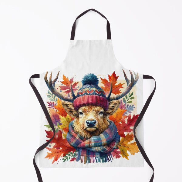 Item preview, Scottish Highland Stag Fall Season Autumn Leaves Colorful Watercolor designed and sold by MaedK.