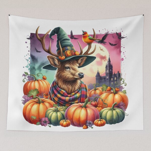 Item preview, Scottish Highland Stag Halloween Colorful Watercolor designed and sold by MaedK.
