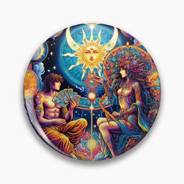 Item preview, vibrant Lovers Tarot Card Mystical Art for Tarot Lovers Bohemian Astrology Inspired Design Celestial Artwork designed and sold by AnalajiaDesigns.